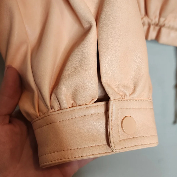 NWT 7 For All Mankind Vegan Leather Peach Jacket women's size large - Picture 16 of 17